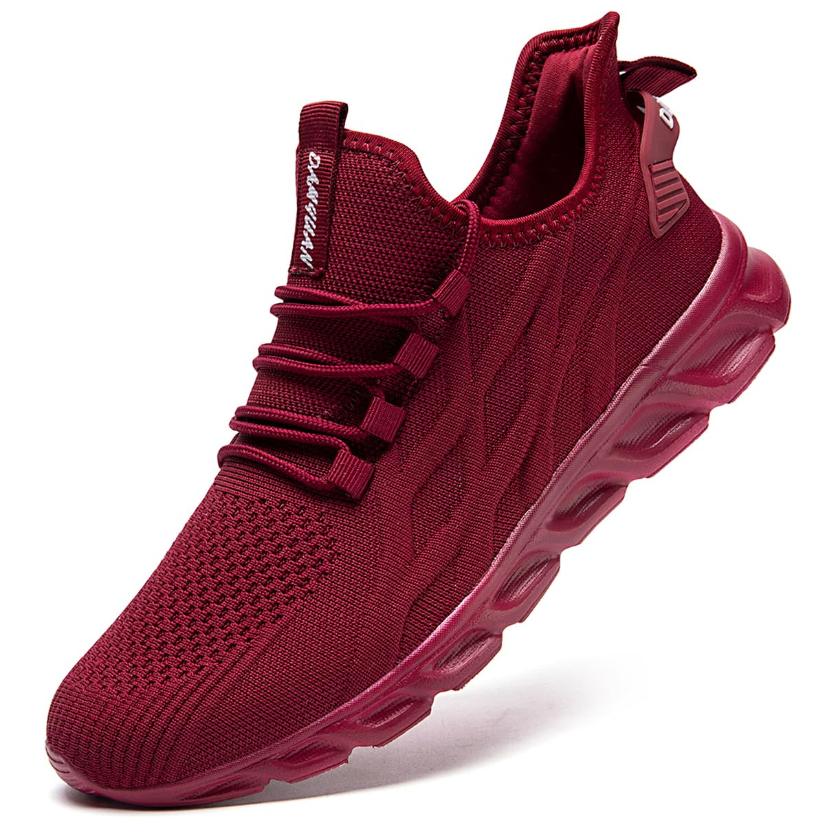Womens Mens Walking Tennis Shoes Slip On Running Sneakers Non Slip Casual Workout Athletic Gym Work Fitness Trainers Fashion Lightweight Comfortable Breathable 11 Women/9.5 Men 53wine_red