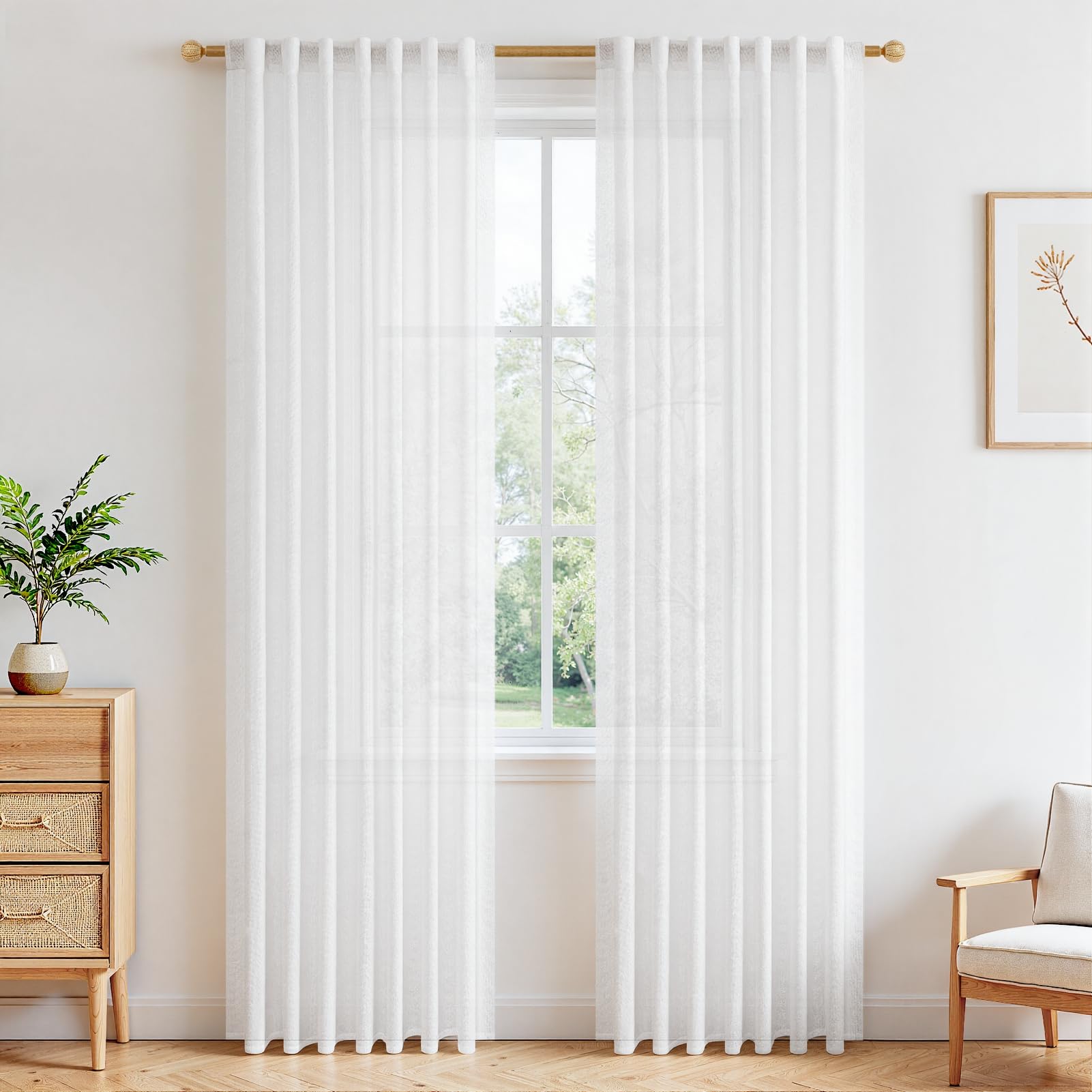 MRTREES Cortinas Lino Blancas de Salon Modernas Dormitorio Juvenil 2 Piezas 140x240 CM Cortina Visillo Blanca Translúcidas para Habitacion Lindas Cortinas de Casa Comedor para Barra Global Recycled Standard Global Recycled Standard Global Recycled Standard