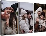 Photos personnalisées Wall Art Photo personnalisée pour toile 3 Panneaux Poster personnalisé Télécharger vos impressions d'images Cadeaux déco maison pour la famille et les amis (Aucun cadre, 8"x10"x3)