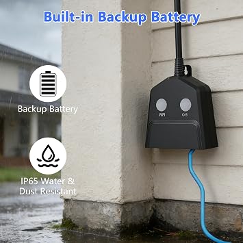 LUCKYDUO Z9PRO Smart WiFi Sump Pump Alarm with Auto Pump Control Outlet, 110dB Siren & Phone Alerts, Built-in Battery Backup, IP65 Waterproof Water Level Sensor for Basement Septic Tank Sump Pit