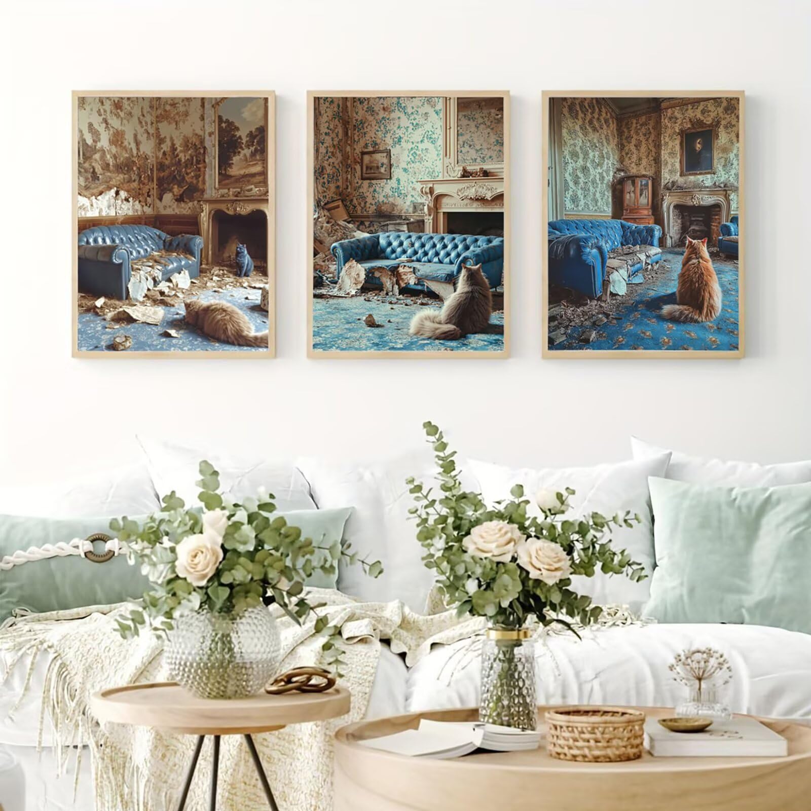Generico Cnyaunfi 3 sztuki kot diamentowe malowanie zrób to sam, 5D zielony diamentowy obraz kompletny zestaw dla dorosłych kreatywnych hobby, do dekoracji ścian domu 70 x 90 cm YF-3086