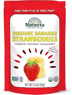 NATIERRA Nature's All Foods Organic Freeze-Dried Bananas and Strawberries | Non-GMO & Vegan | 1.8 Ounce