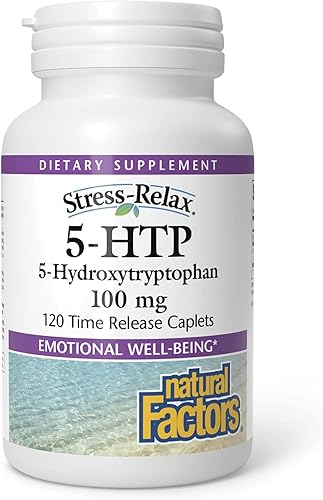 Natural Factors, Stress-Relax 5-HTP 100 mg, suplemento de grado farmacéutico, apoya el sueño y el bienestar emocional, 120 unidades (paquete de 1)