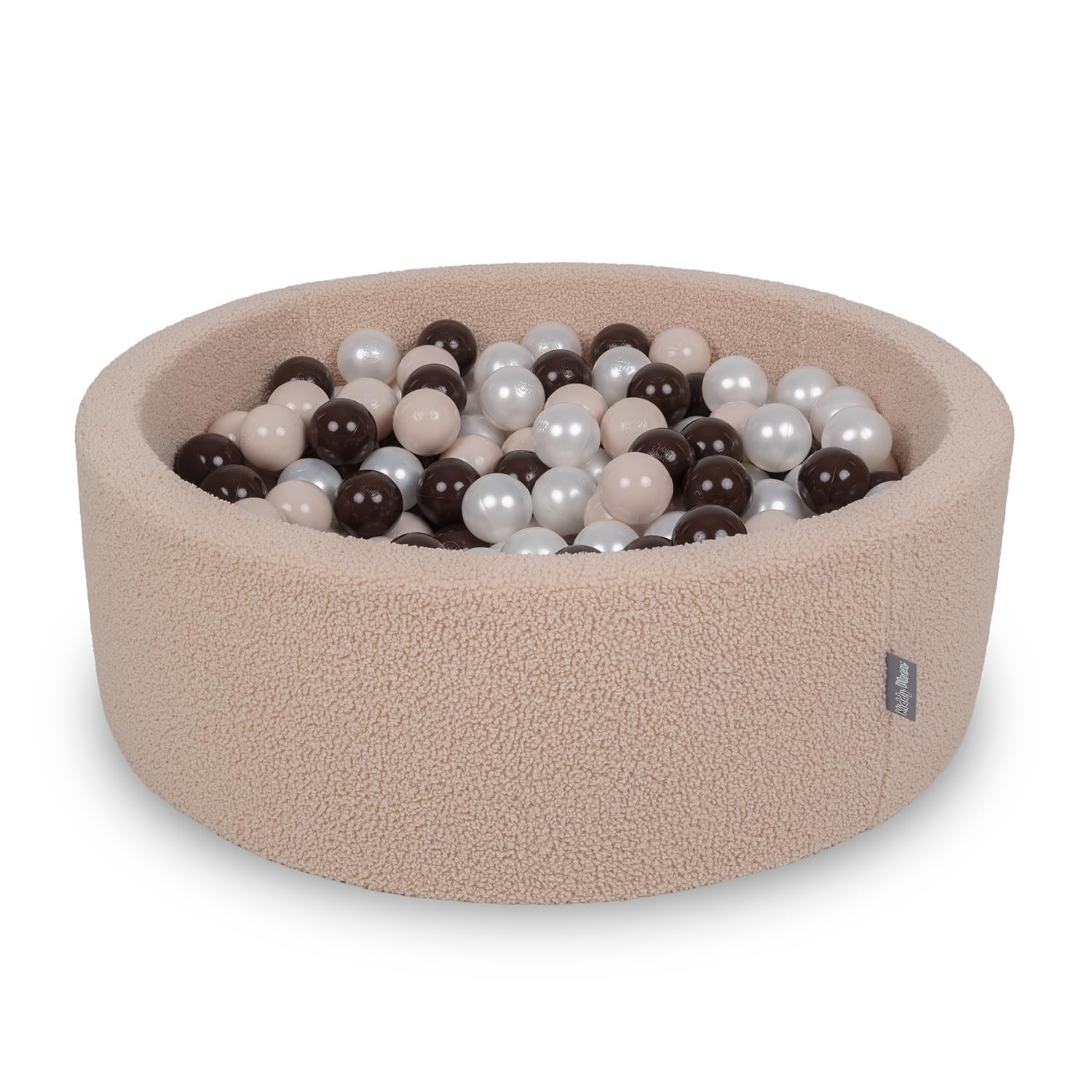 KiddyMoon Ball Pit For Baby With Teddy Plush, Large 7 Cm Balls For A Fuller Ball Pit, From 8 Months, Removable Cover