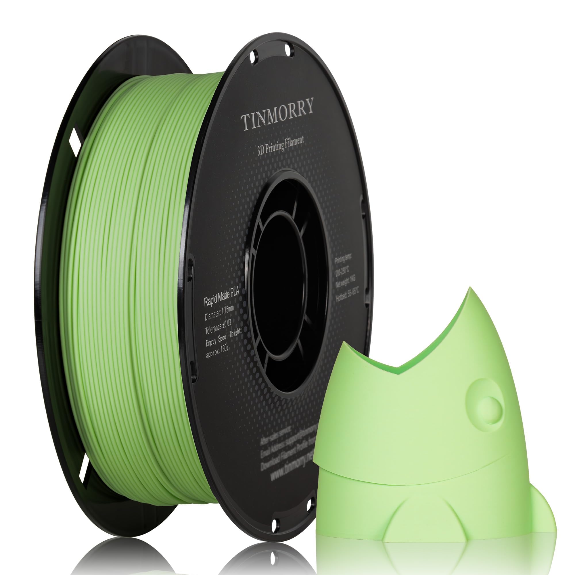 TINMORRY Matte PLA Filament 1.75 mm, 1 KG, Matte Light Green | Matte Finish, Easy Printing, Smooth Feeding, Low Warping, Hides Layer Lines, Compatible with Most FDM 3D Printers