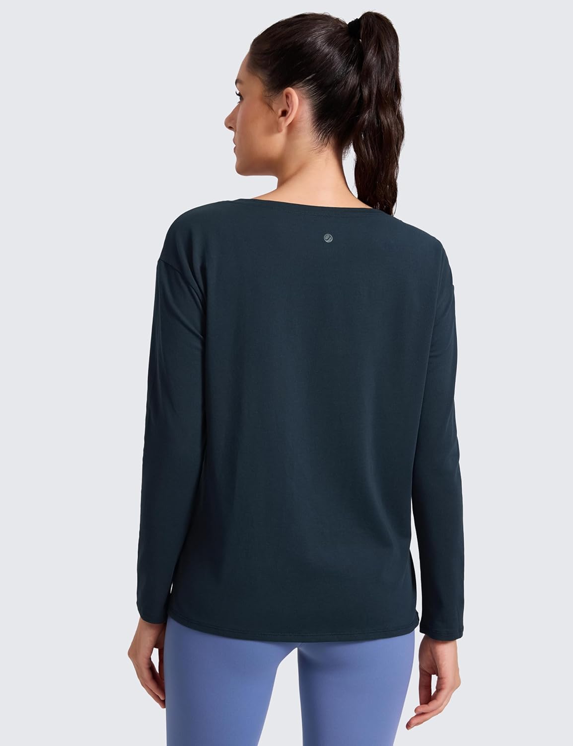 CRZ YOGA Cotton-Blend Long Sleeve Shirts for Women - Boat Neck Workout Athletic Casual Going Out Tops Soft Fall T-Shirt - Image 2