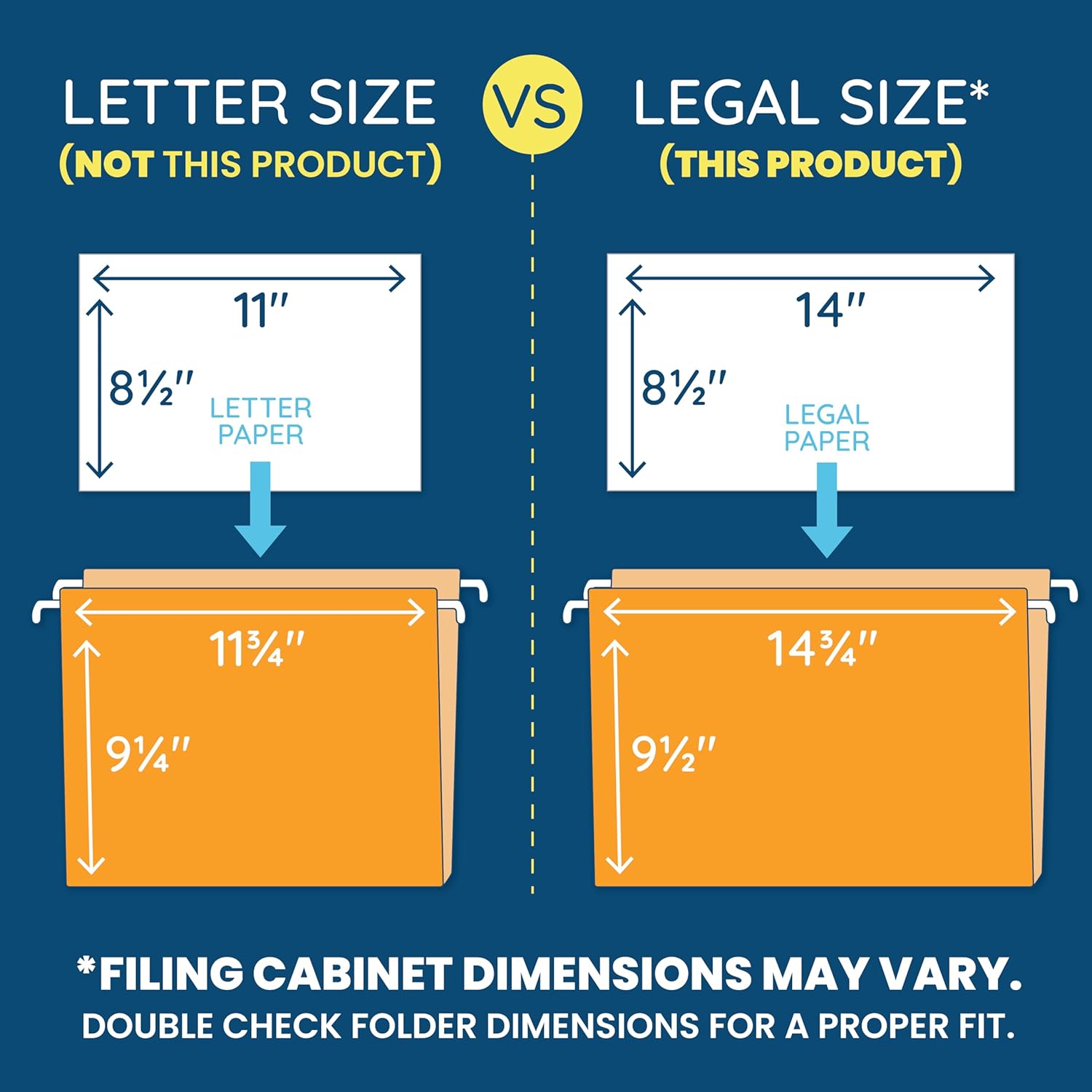 25 Blue Summit Supplies Legal Size Hanging File Folders - Assorted Colors, 2" Expansion, Legal Hanging File Folders for Filing Cabinet, 9.5" x 14.75", 11PT Paper Stock with Tabs and Inserts Included