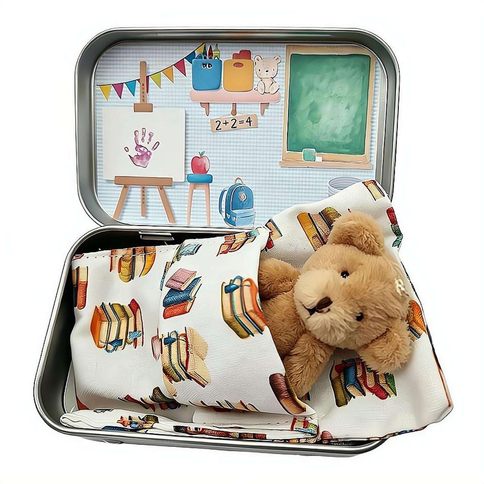 Personalized Graduation Bear, First Day at School Bear in a Box, Little Pocket Hug Mini Bear, Cute Plush Toy Stuffed Animal Tiny Companion Heartfelt Love Token for Birthday for Kids
