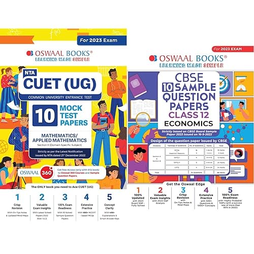 Oswaal NTA CUET (UG) 10 Mock Test Papers Mathematics/Applied Math&amp; Oswaal CBSE Sample Question Papers Class 12 Economics