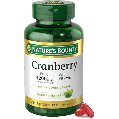 Nature's Bounty Cranberry Pills for Women Urinary Tract Health, Cranberry Supplements with Concentrate & Vitamin C, 250 Softgels (Pack of 1)