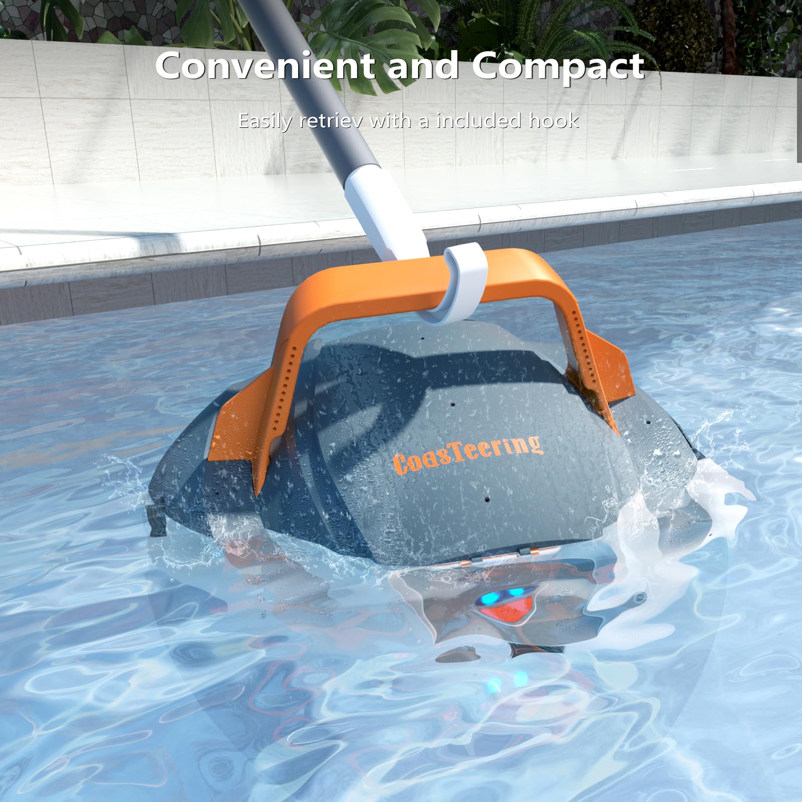 Aspirapolvere robotico senza fili per piscina fuori terra con gancio, autonomia di 120 minuti, pulitore automatico per piscina a doppio motore con filtro fine, parcheggio, ideale per
