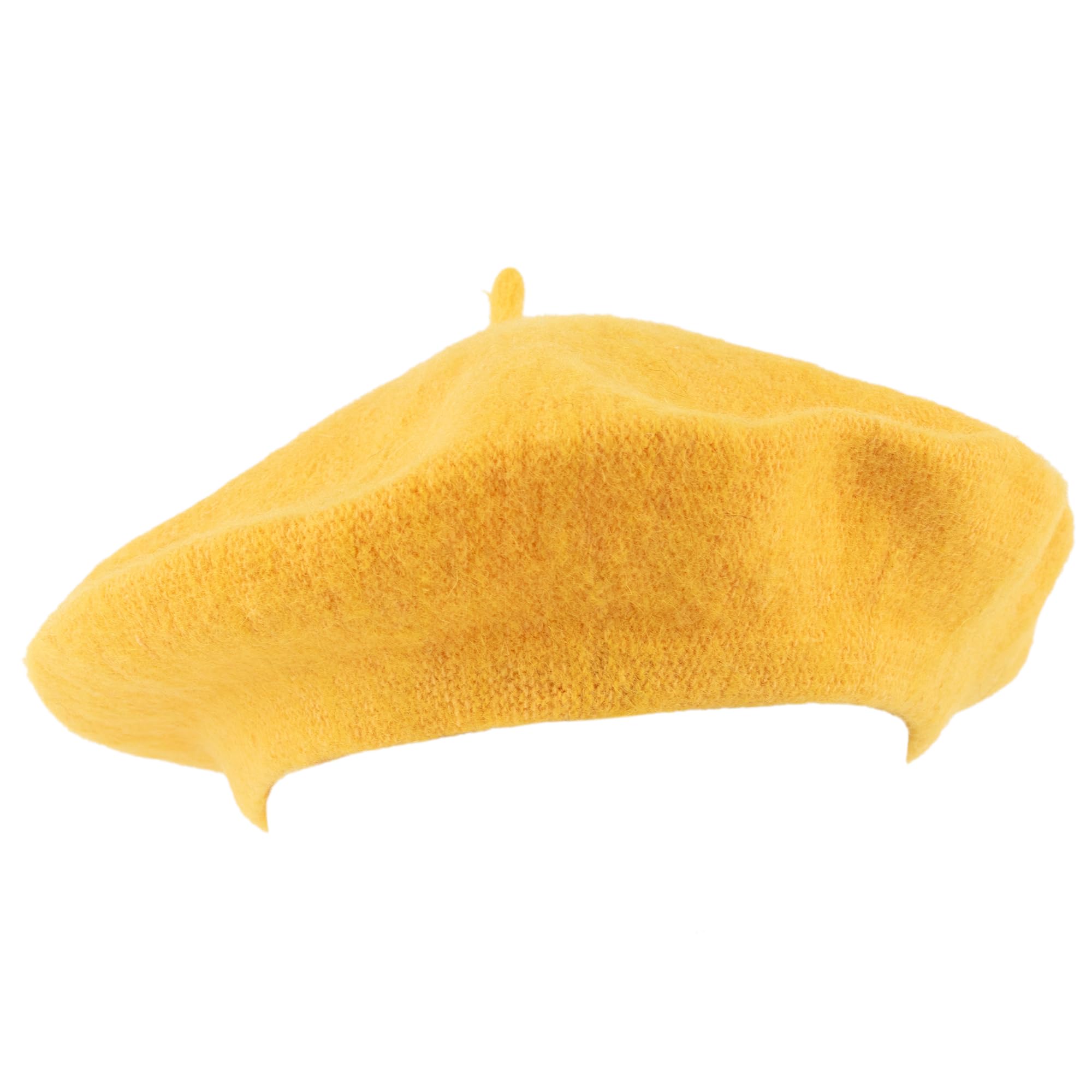 Hat To Socks Wool Blend French Beret for Men and Women in Plain Colours (Yellow)