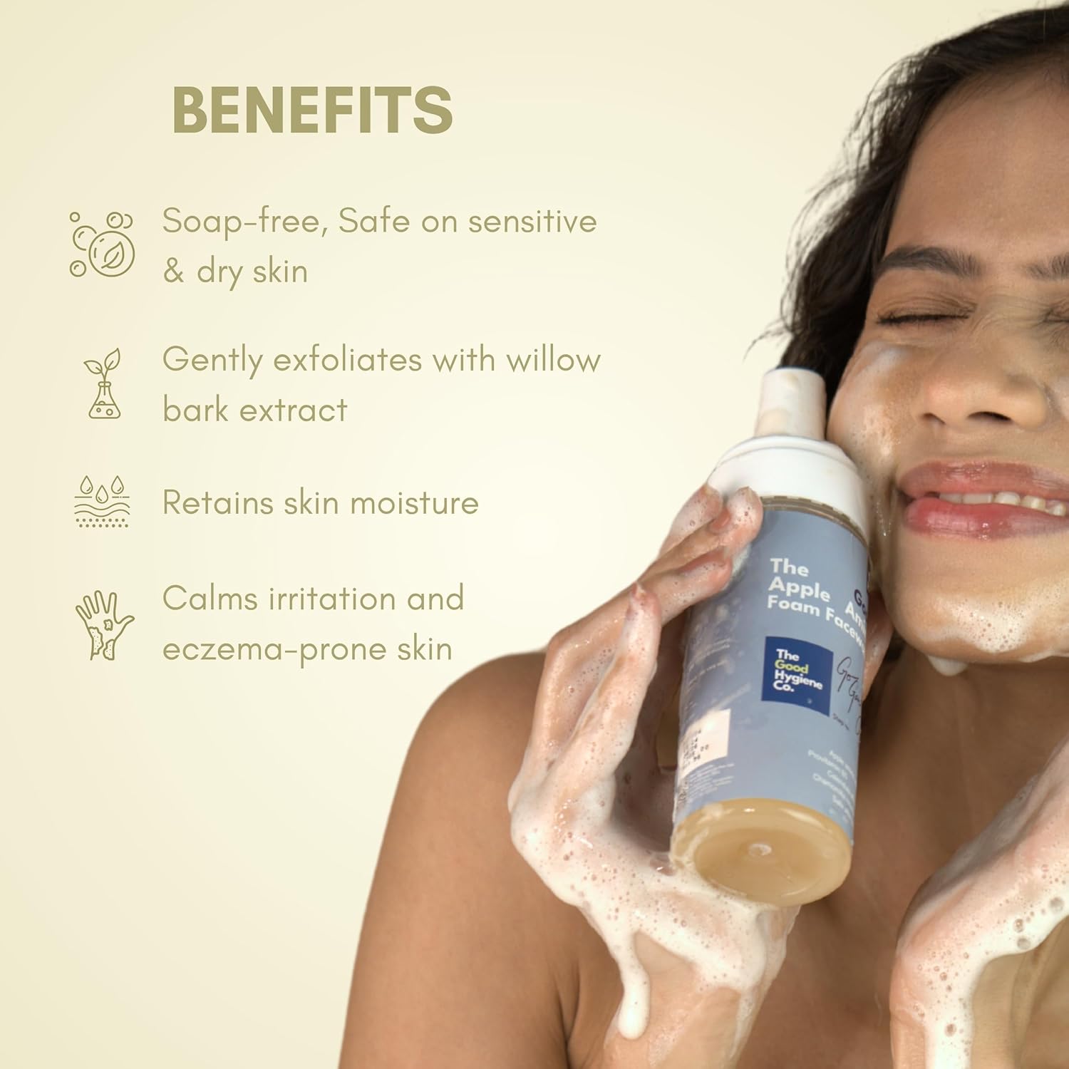 The Good Hygiene Company Apple Emino Foom Face Wash for Sensitive Skin 70 ML | Gentle cleaning with apple amino acids | Soothes and Hydrates | for sensitive skin The Good Hygiene Company Apple Emino Foom Face Wash for Sensitive Skin 70 ML | Gentle cleaning with apple amino acids | Soothes and Hydrates | for sensitive skin