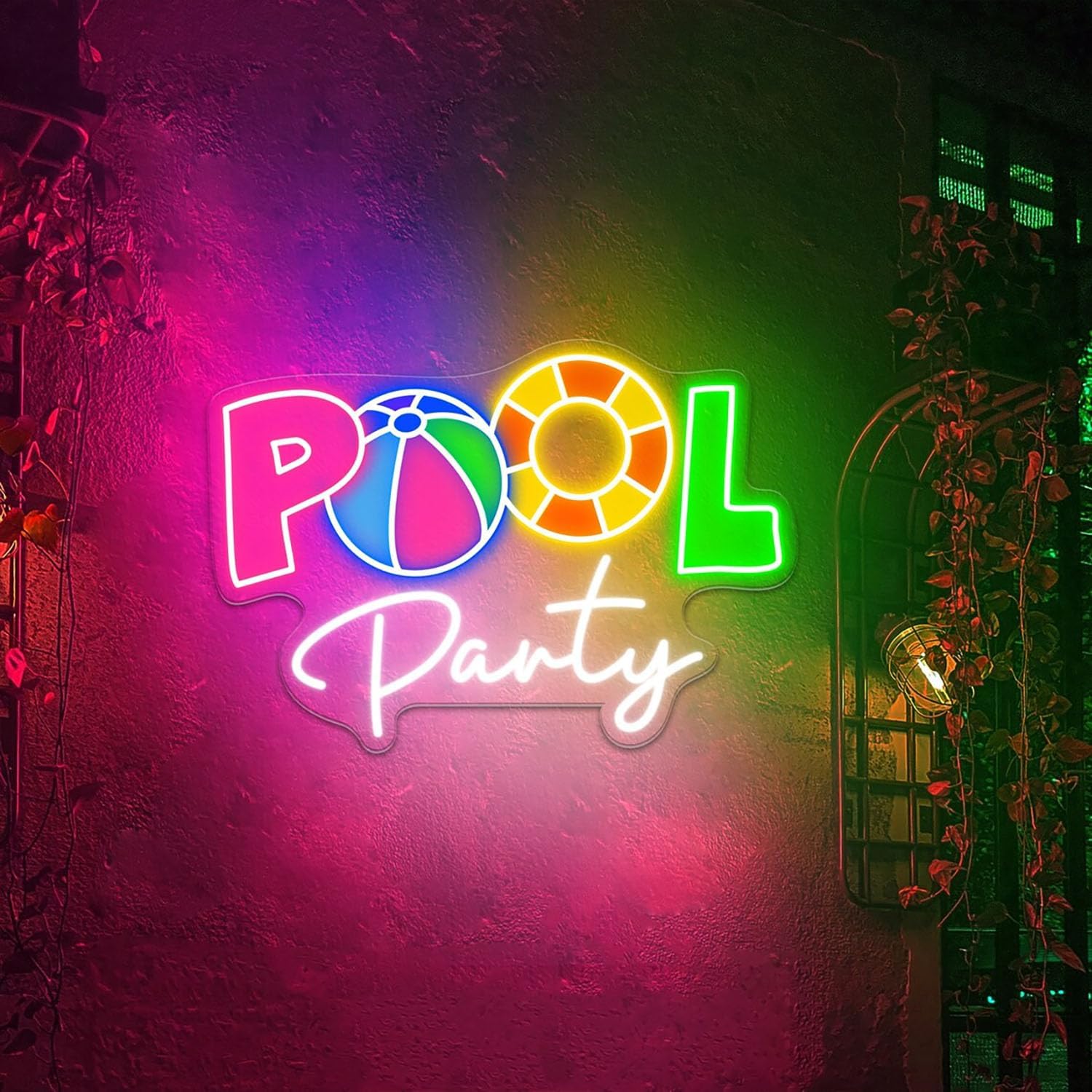 Summer Pool Party Neon Sign, Custom Large Party Led Light Sign, Swimming Pool LED Neon Sign, Pool Party Neon Signs, Personalization Pool Bar Home Neon Lights Sign.Size:31inches