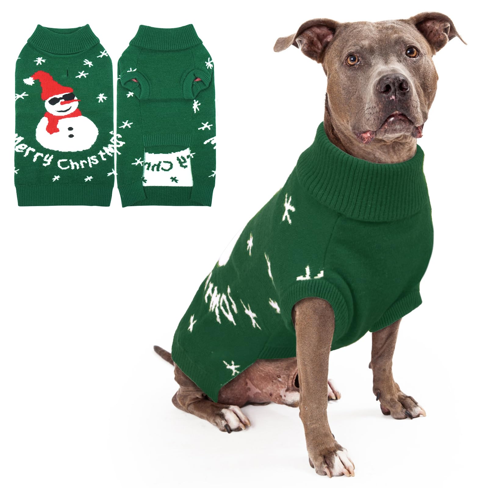 Hjumarayan Dog Christmas Jumper, Cosy Snowman Jumper Large, Warm Winter Coat