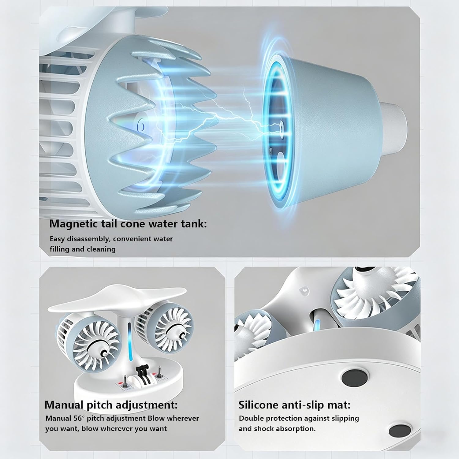 Bedside Fan - Cooling Mist Humidifier Unit, Lightweight Portable, Silent Airflow System | Mini Personal Fans For Bedroom Living Room Apartment Dorm School Travel Camping Summer