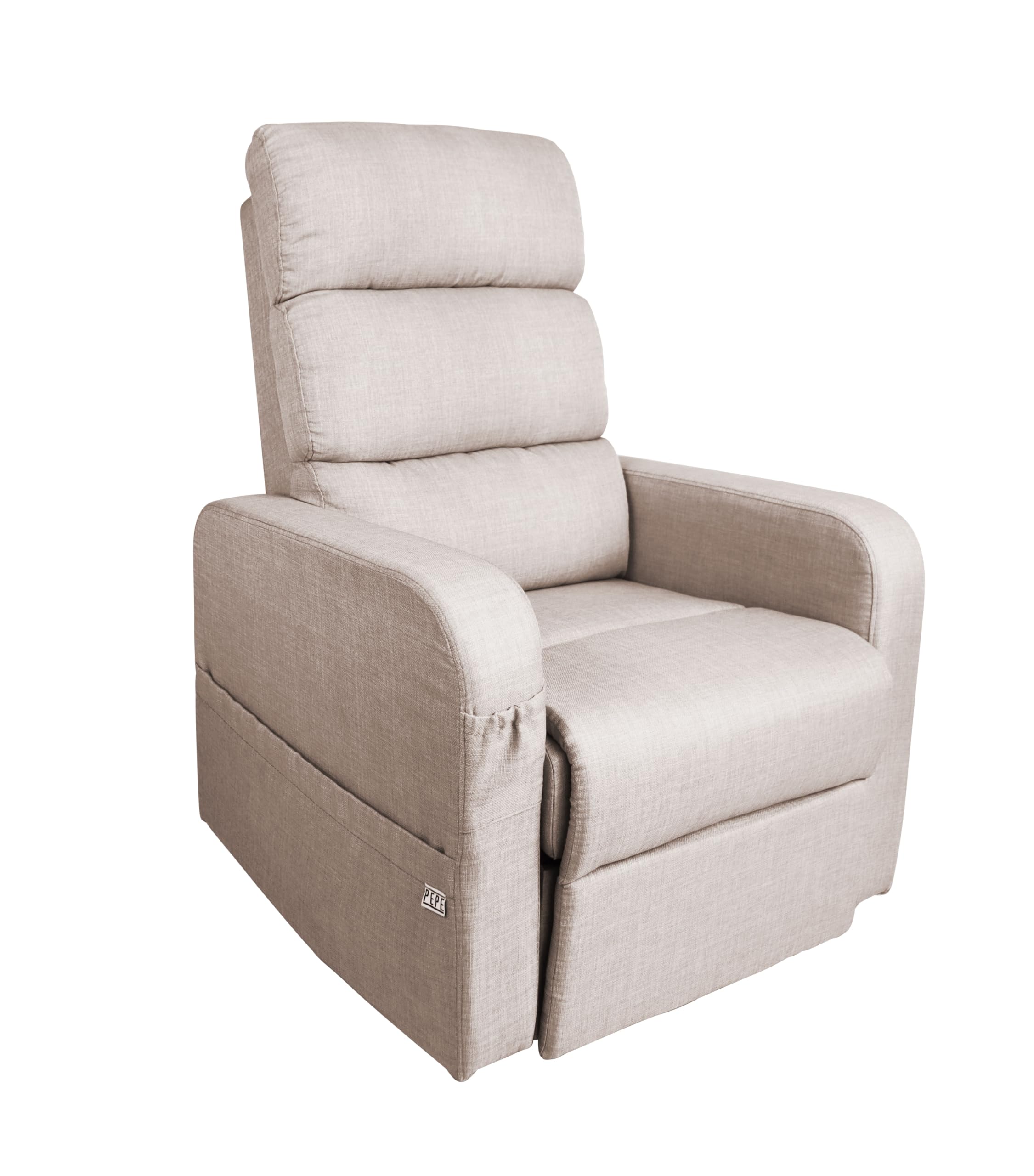 PEPE Mobility Fernsehsessel mit Aufstehhilfe Elektrisch, Relaxsessel mit Liegefunktion, Seniorensessel für Wohnzimmer, TV Sessel Leinengewebe, Liftsessel bis 130 kg belastbar, Beige