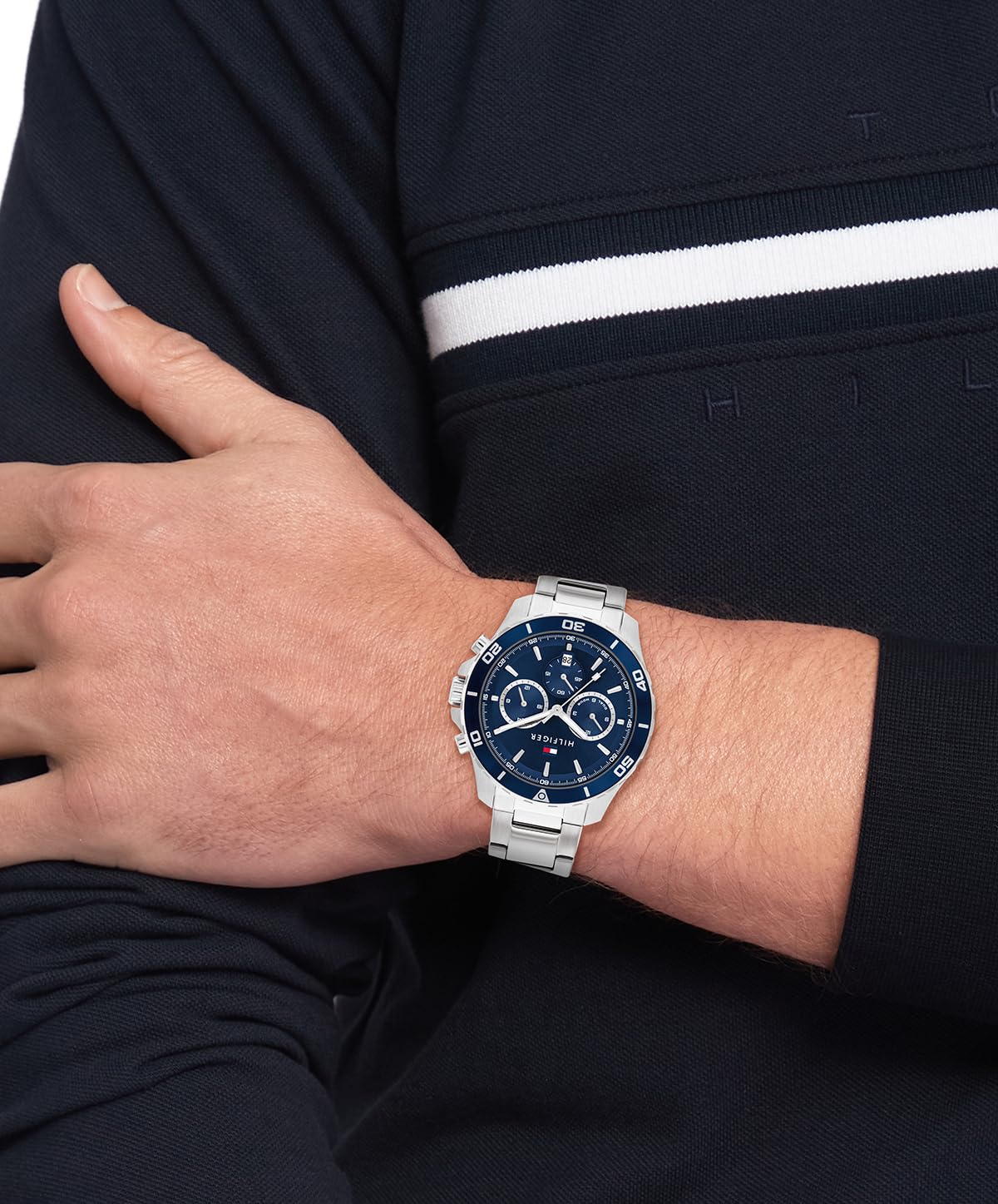 Tommy Hilfiger Orologio Analogico Multifunzione al Quarzo da Uomo con Cinturino in Acciaio Inossidabile