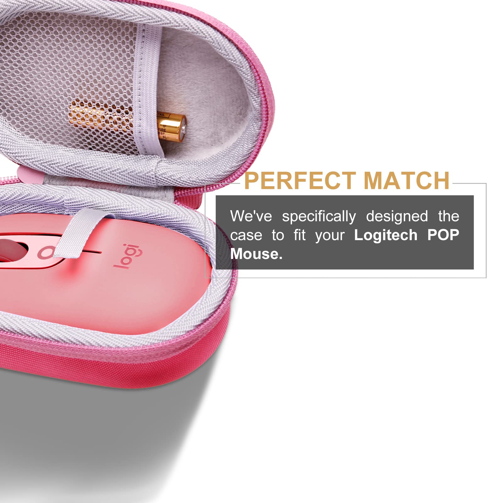 Hard EVA Protective Case For Logitech POP / Pebble Mouse 2 (M350s, M350, M355, M340) - Pink
