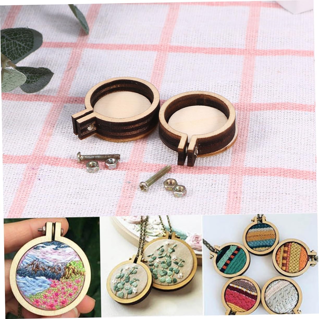 Gadpiparty 15pcs Wooden Mini Round Small Embroidered Cross Stitch Hoop Fixing Frame for Embroidery Sewing Accessories