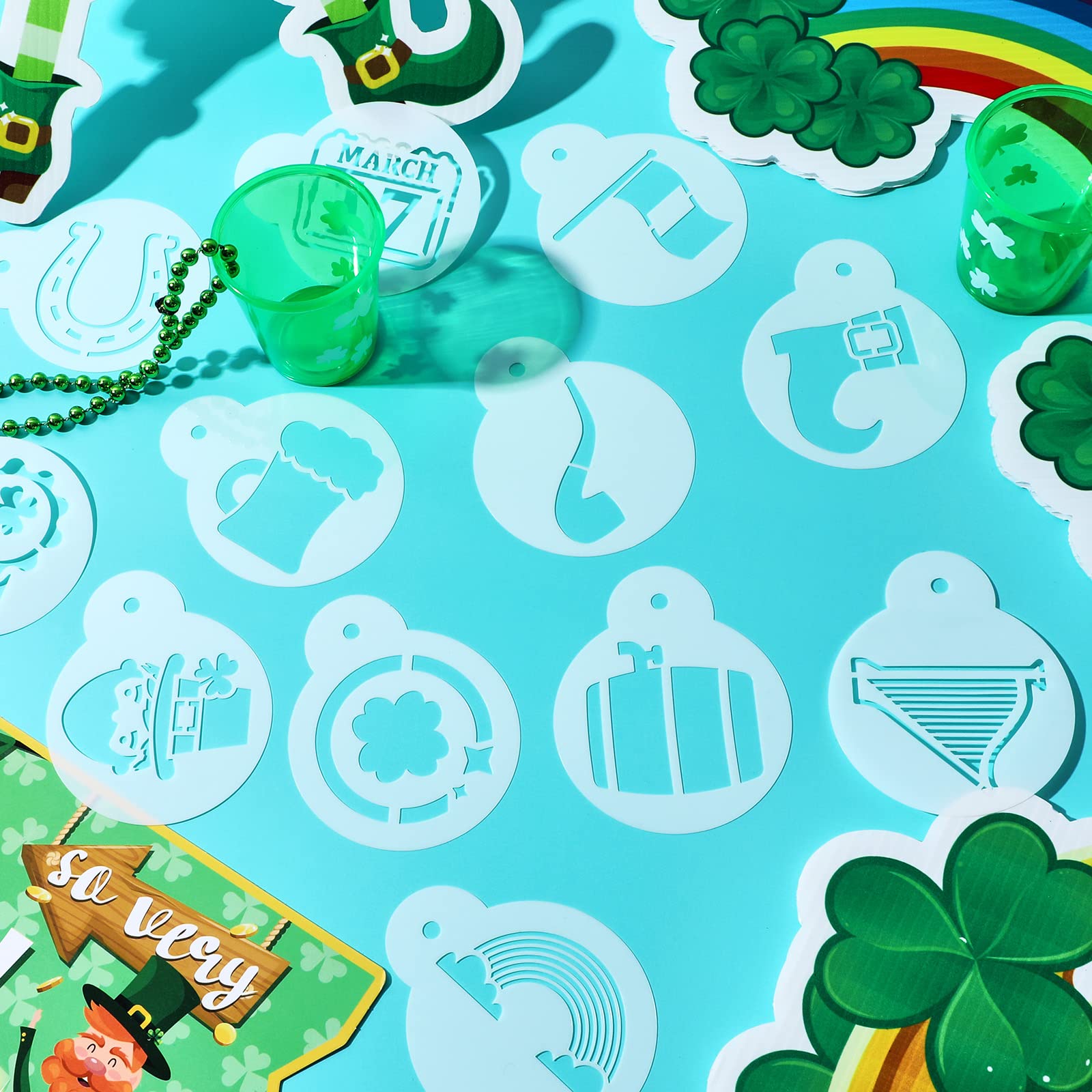 30 Pieces St. Patrick's Day Cookies Stencils Shamrock Cookie Screen Print St. Patrick's Day Baking Holiday Stencils DIY Crafts St. Patrick's Day Shamrock Cookie Stencil Templates Decoration - Image 4