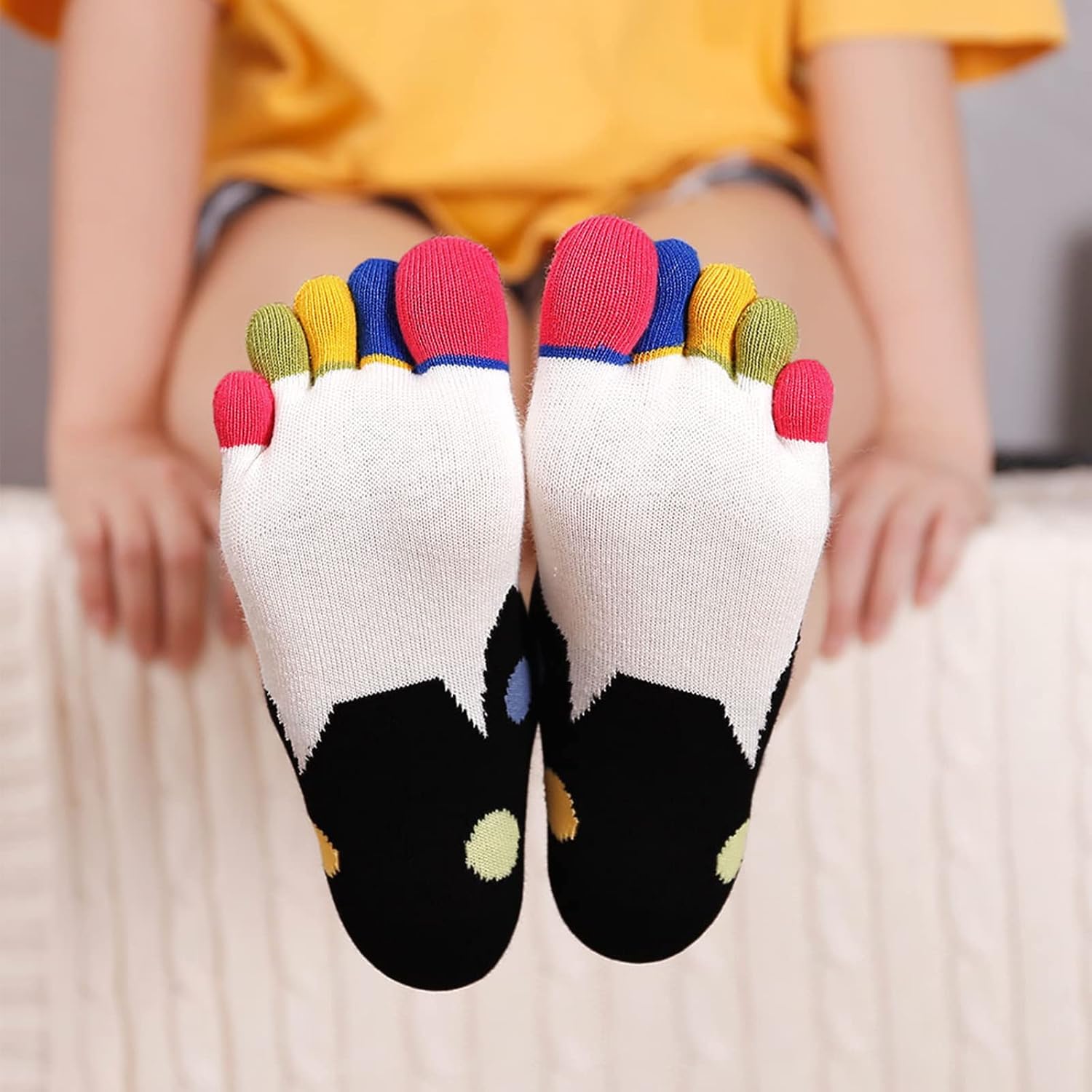 CaiDieNu Women's Animal Toe Socks - Cotton Five Finger Colorful Funny Casual Crew Socks for Ladies image 4