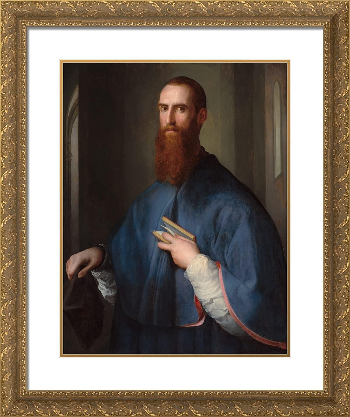 ArtDirect Pontormo, Jacopo 20x24 Gold Ornate Framed Art Print with Double Matting Titled: Portrait of Man