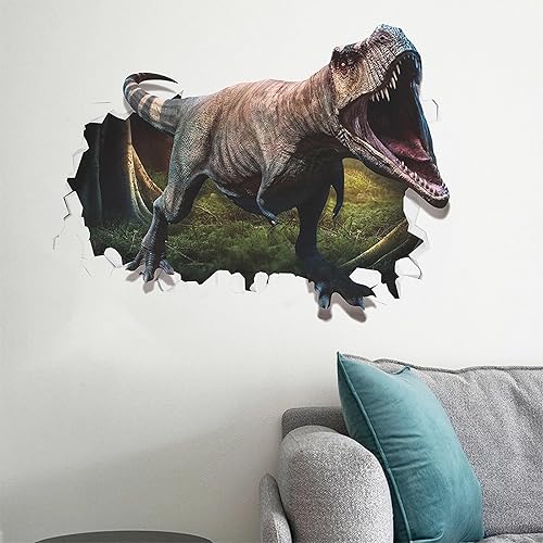 Adhesivos de pared de dinosaurios de tiranosaurio rex feroces de pared de sacinora Wild Jungle Animal, calcomanías de pared extraíbles de vinilo