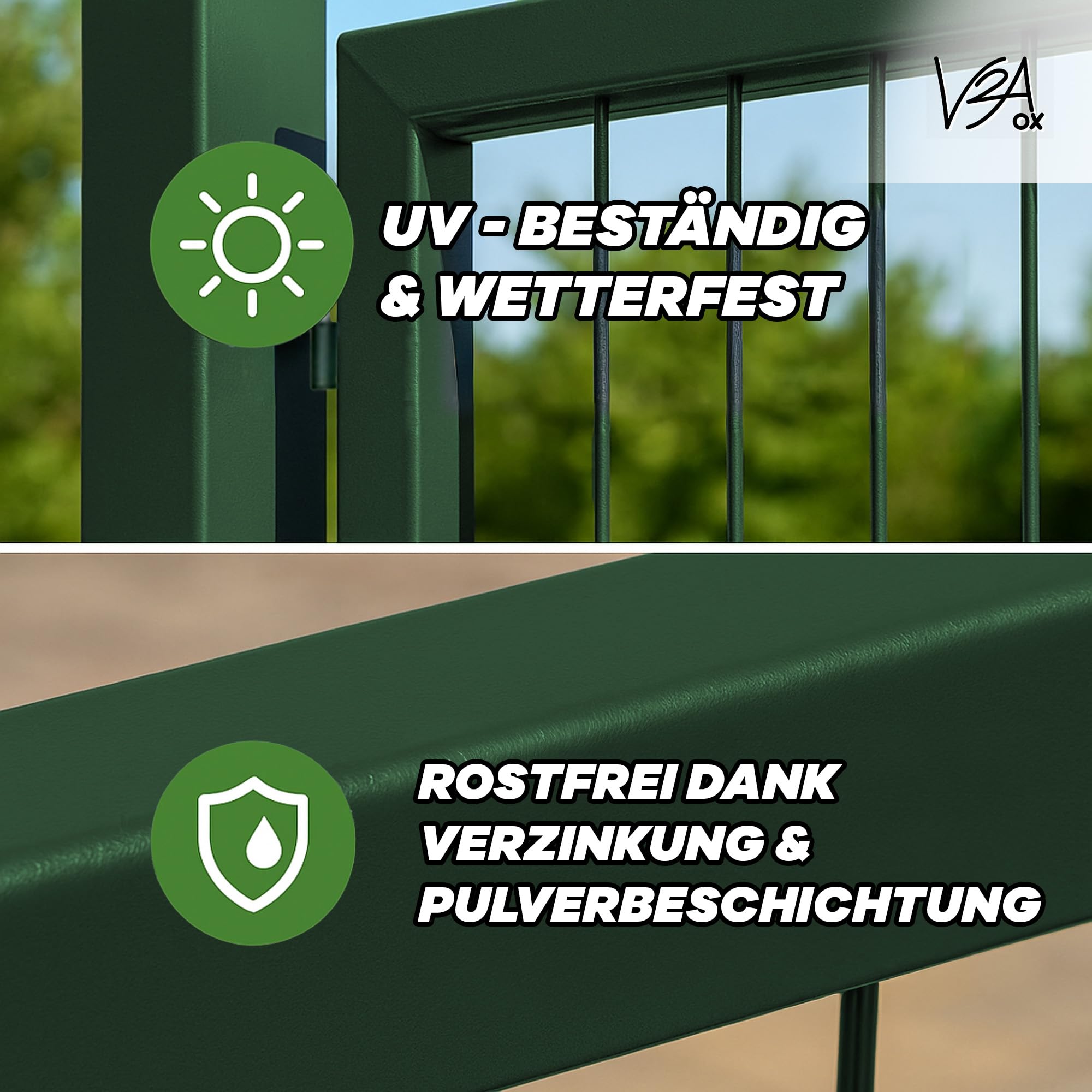 Gartentor Tor Gartenzaun Zaun 300x160 cm Doppelflügelig Gartentür aus Metall für Stabmattenzaun Abschließbar inkl. Pfosten Grün