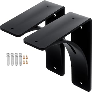 2Pcs Heavy Duty Shelf Brackets 4 x 5 x 1.5", Steel Brackets 450lbs Load Capacity, Triangle Support Mantel Brackets , DIY Metal Shelf Brackets Matte Black