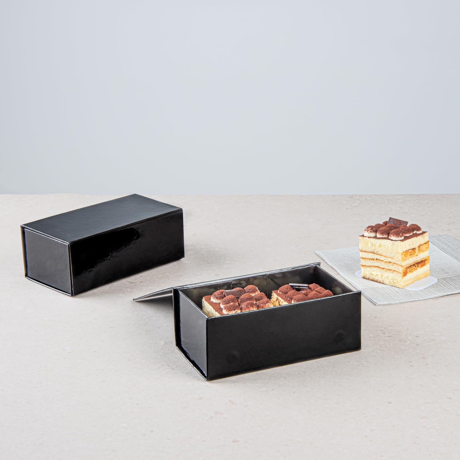Restaurantware-7 x 4 x 2.8 Inch Magnetic Gift Boxes, 10 Sturdy Collapsible Gift Boxes - For Groomsman And Bridesmaid Proposals, Built-In Lid, Black Paper Luxury Storage Boxes, Grease-Resistant
