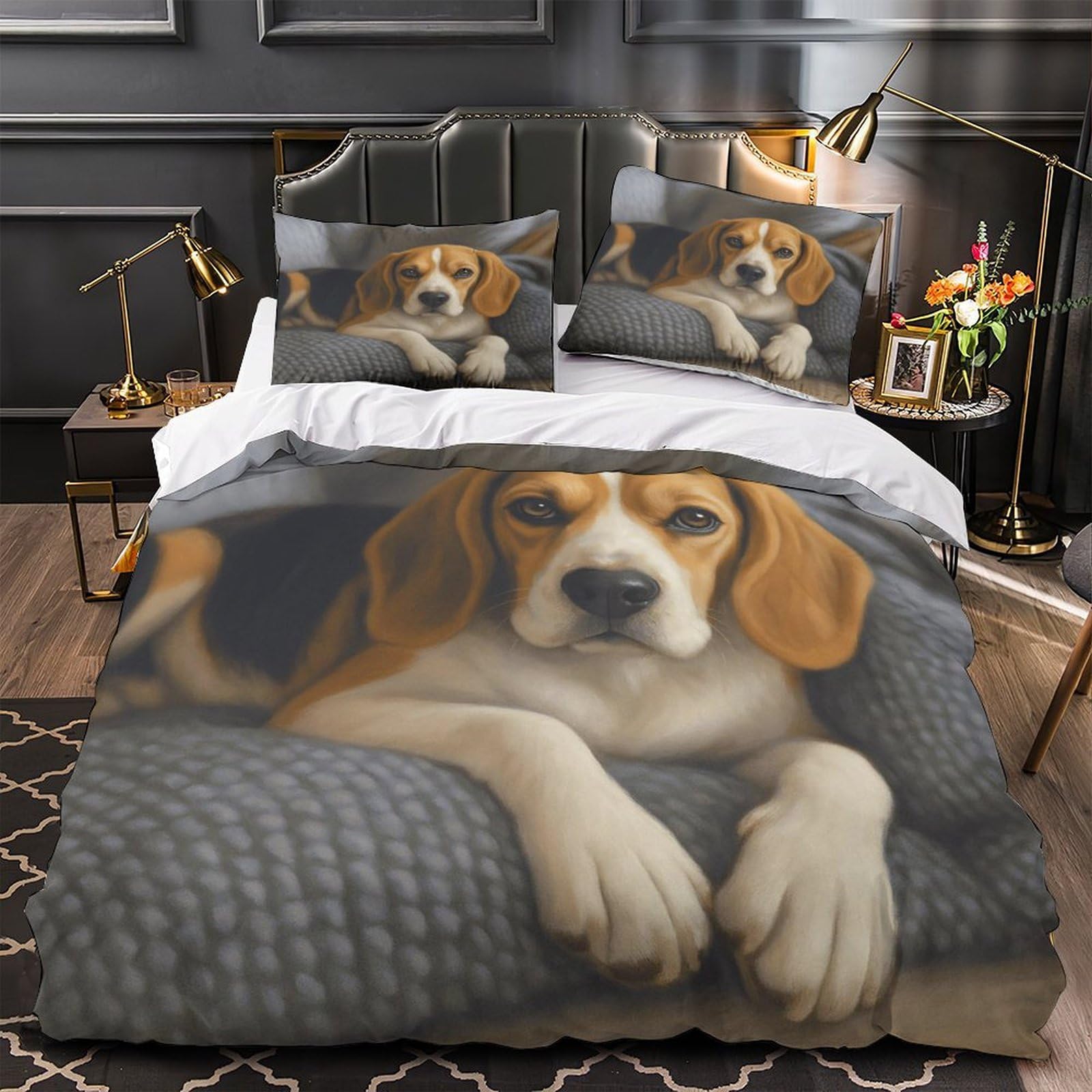 Housse de couette animal mignon Beagle pour transformer la déco d'une chambre d'ado