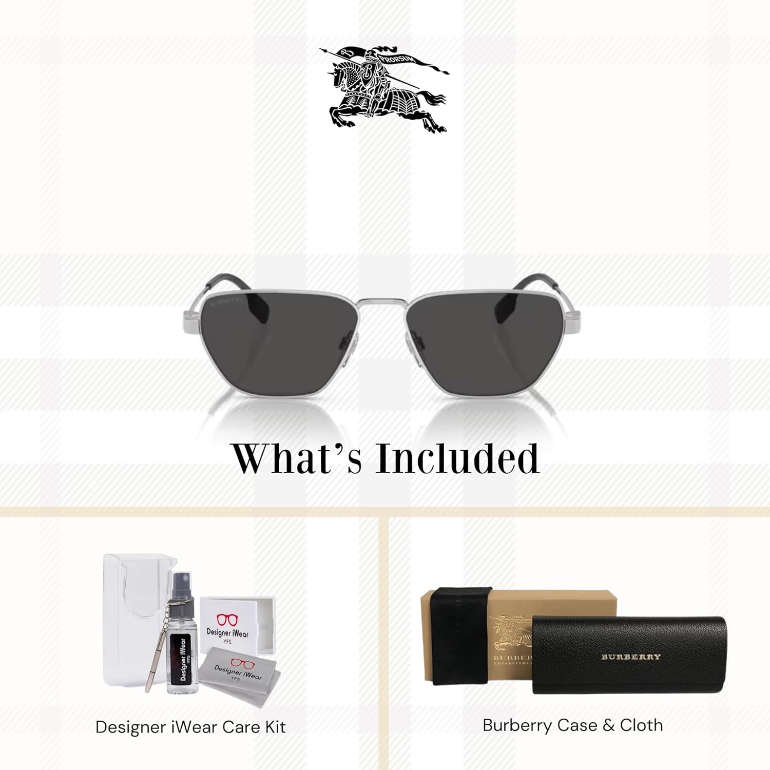 BURBERRY BE3146 Hexagonal Sunglasses for Men +BUNDLE with ACCESSORY EYEWEAR KIT