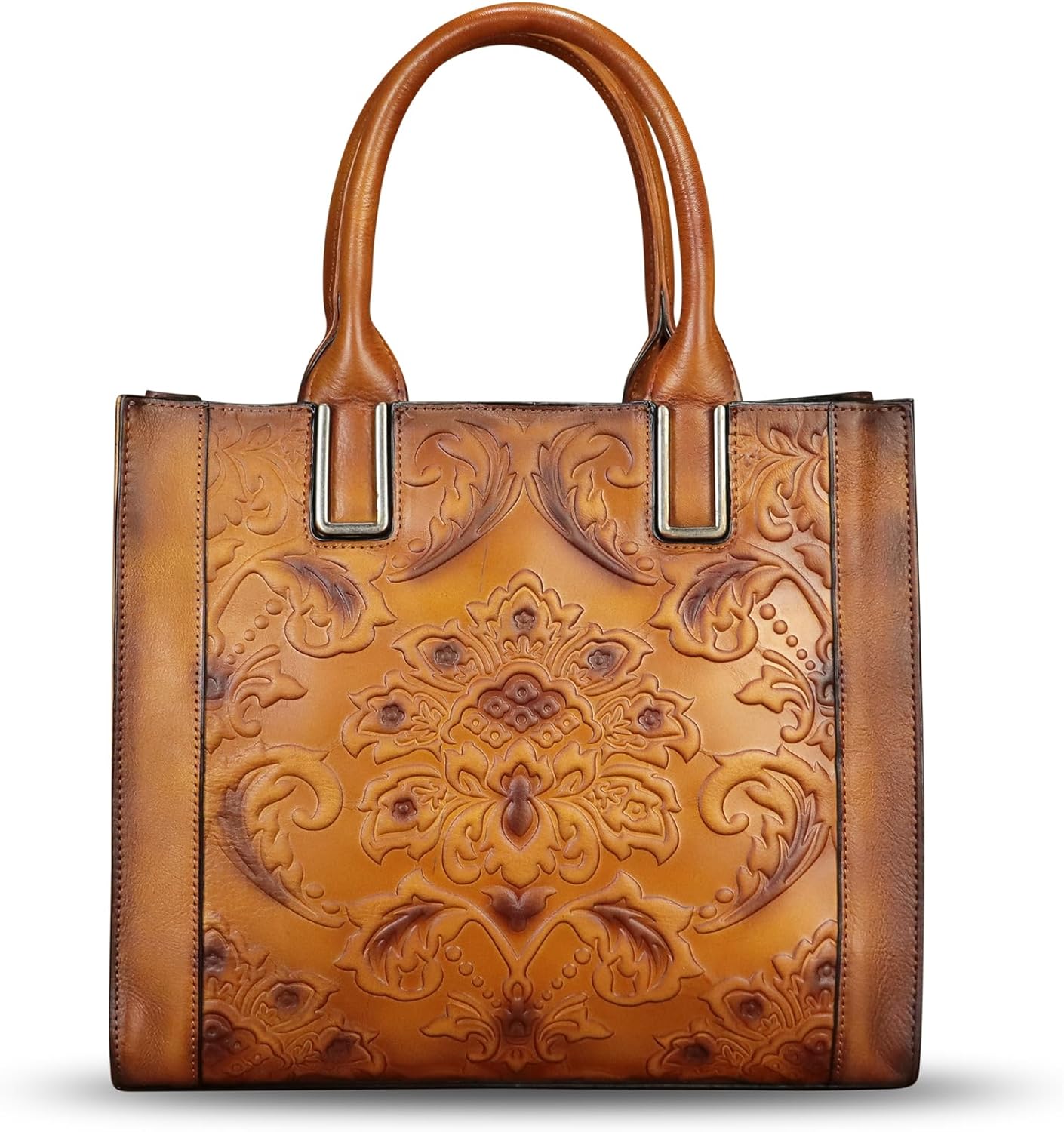 Genuine Leather Satchel for Women Embossed Handbag Top Handle Bags Handmade Purse Crossbody Tote Shoulder Bag - Image 7