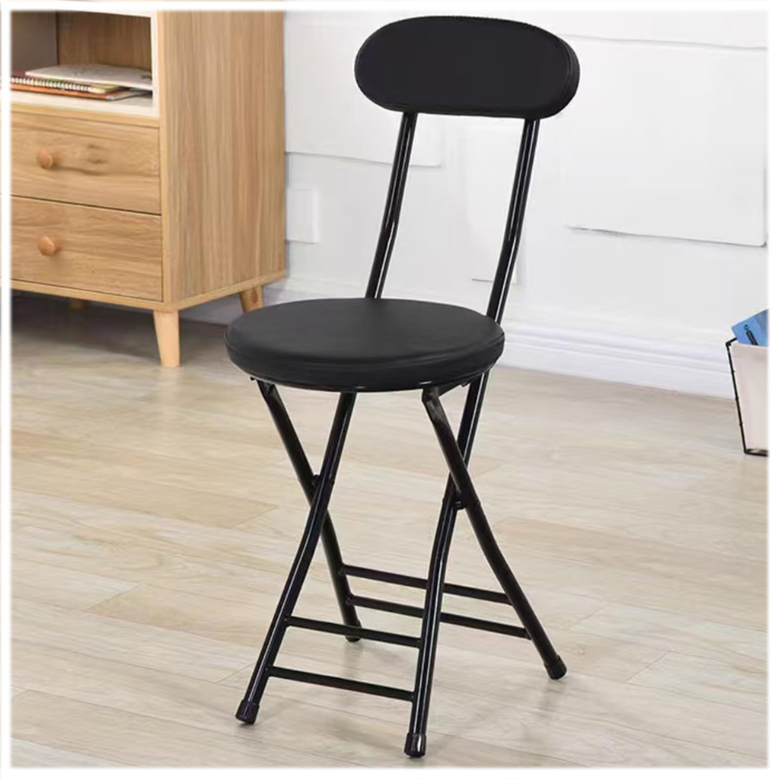 Taburete plegable, taburete de bar portátil con cómodo asiento acolchado, ideal para cocina, sala de estar, comedor, camping, fácil de almacenar y transportar