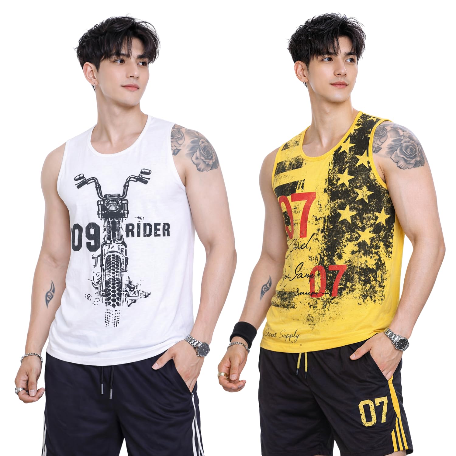 Men’s Printed Sando Combo Pack | Lightweight Sleeveless Casual Wear Soft Braathable Tank Tops for Men's | Men's Gym Vest (Pack of 2)-image-47