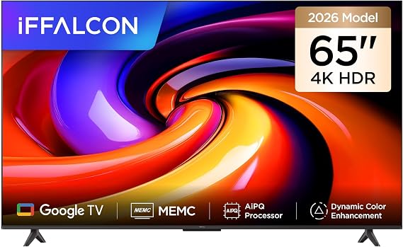 iFFALCON 65U65 65 İnç Smart TV 4K UHD HDR 10 Gaming Google TV, Dinamik Renk Geliştirme, Dolby Audio, MEMC, İnce Tasarımlı Game Master (2026 Model) [Enerji Sınıfı E]