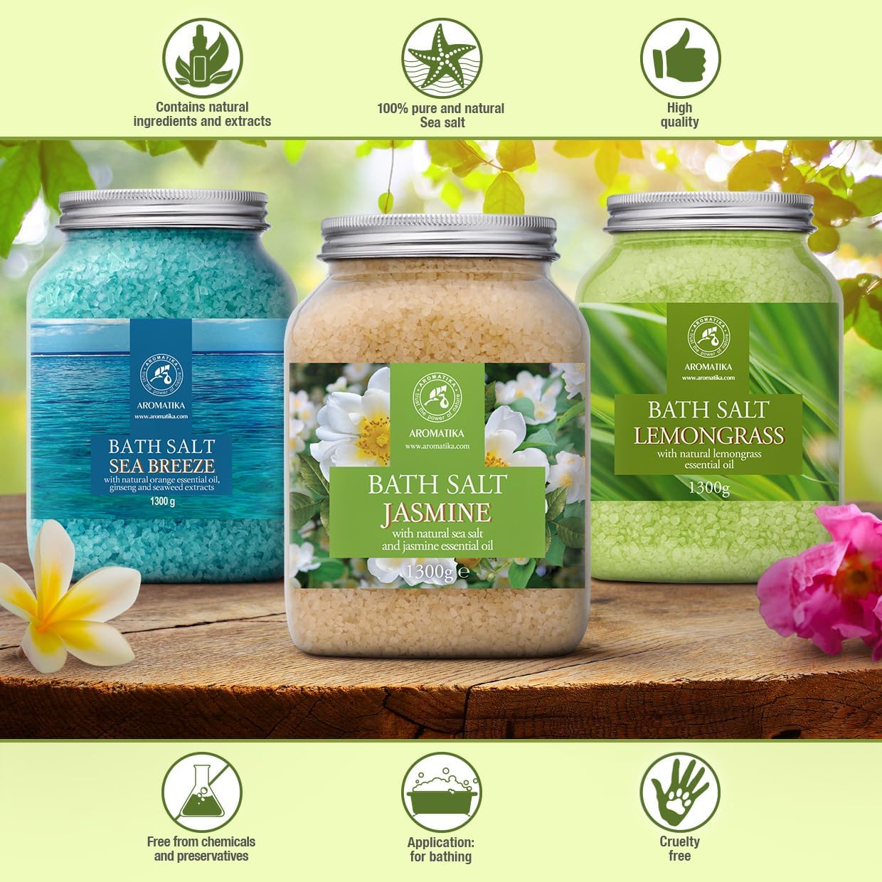 Bath Sea Salt Jasmine 46 Oz (1300g) - Bath Salts with Jasmine Essential Oil for Bath Soak - Relaxing Bath - Beauty - Body Care - Relaxation - Good Sleep - Aromatherapy Bath Salts - Flower Bath Salt - Image 8