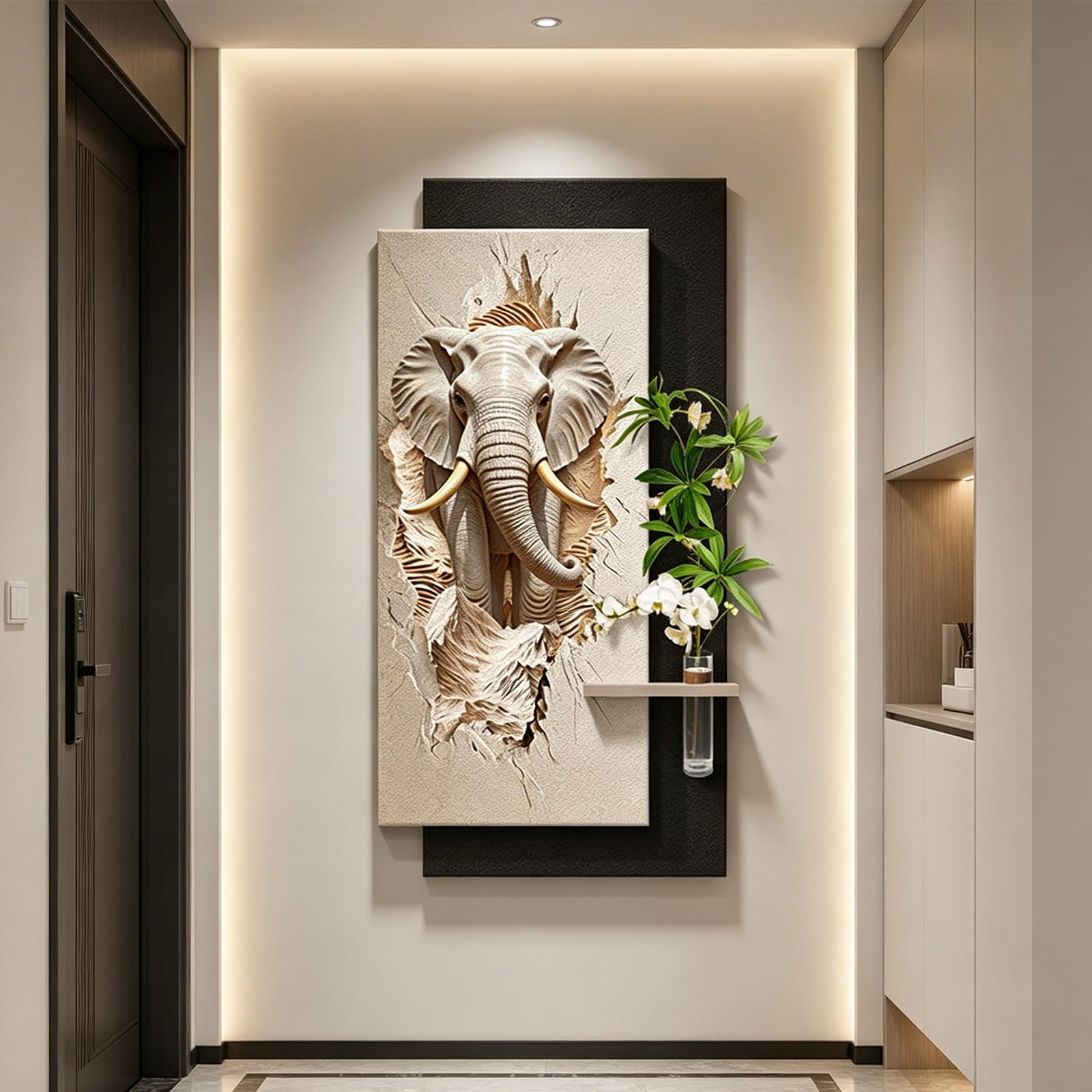 PGZMDTWI 3D Sandstone Wall Art, Textured Relief Decor with LED Light for Living Room Foyer(C,100 * 200CM 9.4 * 78.8IN)