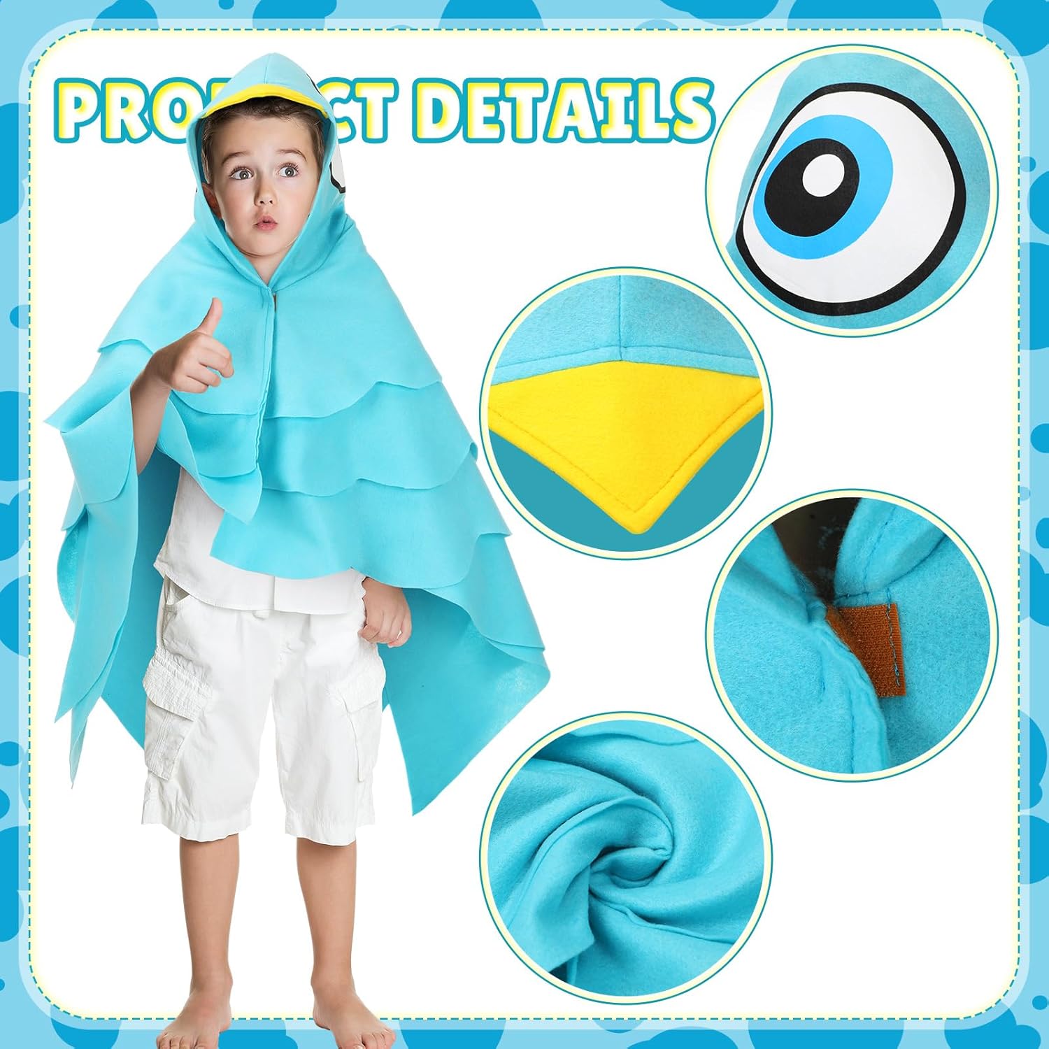 Halloween Pigeon Cloak Costume for Kids with Hood Short Pigeon Cape Bird Costume for Halloween Animal Cosplay Party - Image 3