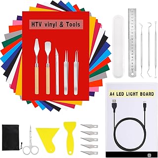 ZPONEED Kit de 33 outils de bricolage en vinyle, comprenant 12 couleurs de transfert de chaleur, 19 outils de désherbage pour désherbage, silhouette, camées, HTV, lettrage