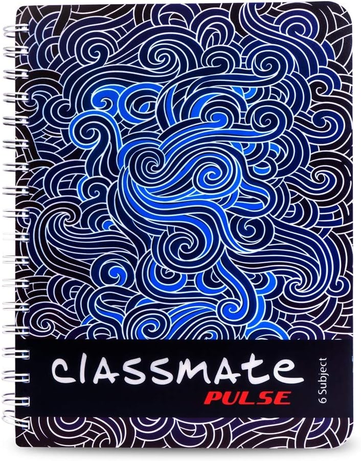 Classmate Pulse 6 Subject Notebook - Unruled, 300 Pages, Spiral Binding, 240mm*180mm