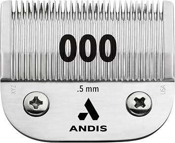 Andis 64073 Ultra Edge Removable 0.5mm Clipper Blade - Closed Cut Technology with Long Lasting Sharp Blade - Size 000-1/50" Cut Length, Chrome