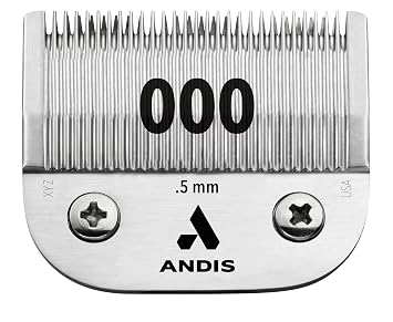 Andis 64073 Ultra Edge Detachable 0.5mm Clipper Blade - Built with Carbonized Steel, Close-Cutting Technology with Long Life Sharp Blades - Size 000-1/50-Inch Cut Length, Chrome