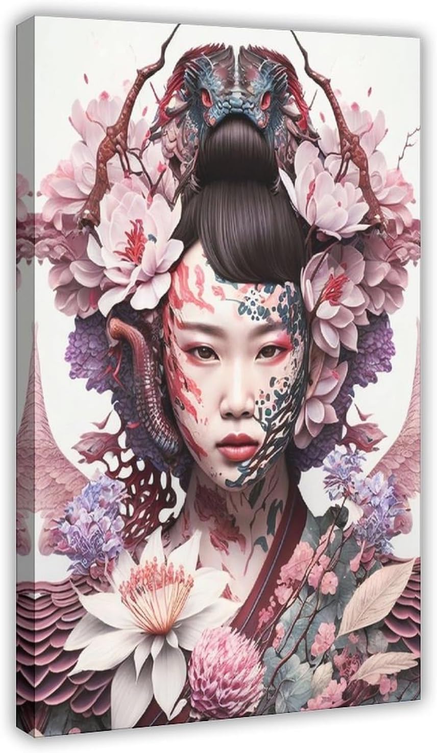 WebeRt Transfor Geisha Dragon Art 2 Canvas Poster Bedroom Decor Landscape Office Room Decor Gift 20x30inch(50x75cm)