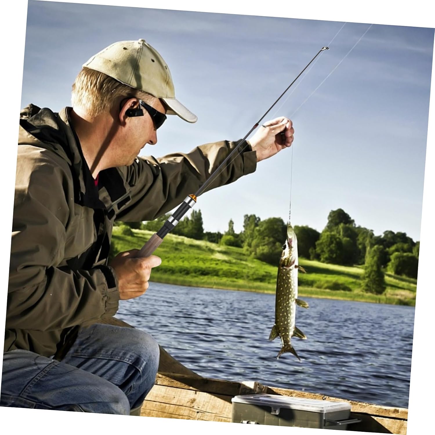 Mini Telescopic Carbon Coated Fishing Rod with Two Guides | Lightweight Compact Build, Firmly Mounted Reel, Winter Fishing Use, Portable for Panfish and Trout