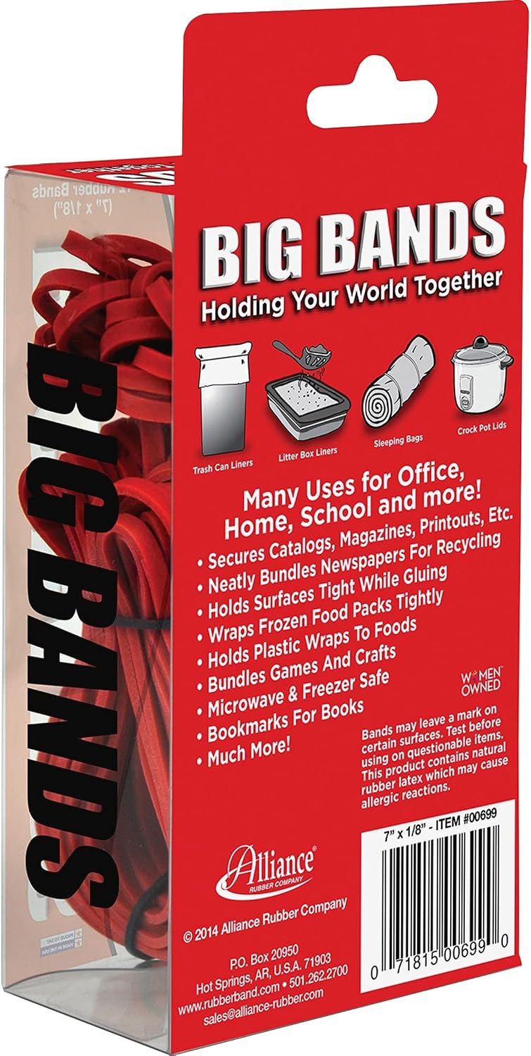 Alliance Rubber 00699 Big Bands - Large Rubber Bands for Oversized Jobs,Red 48-Count