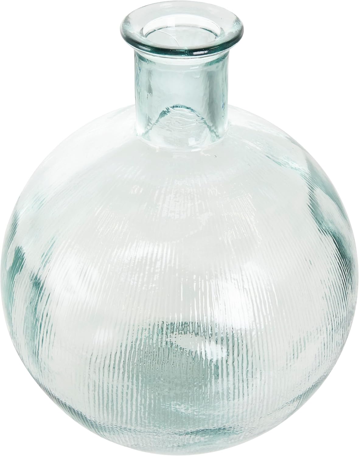 Deco 79 Recycled Glass Handmade Decorative Vase Ribbed Spanish Bottle Centerpiece Vase, Flower Vase for Home Decoration 13" x 13" x 17", Clear - Image 8