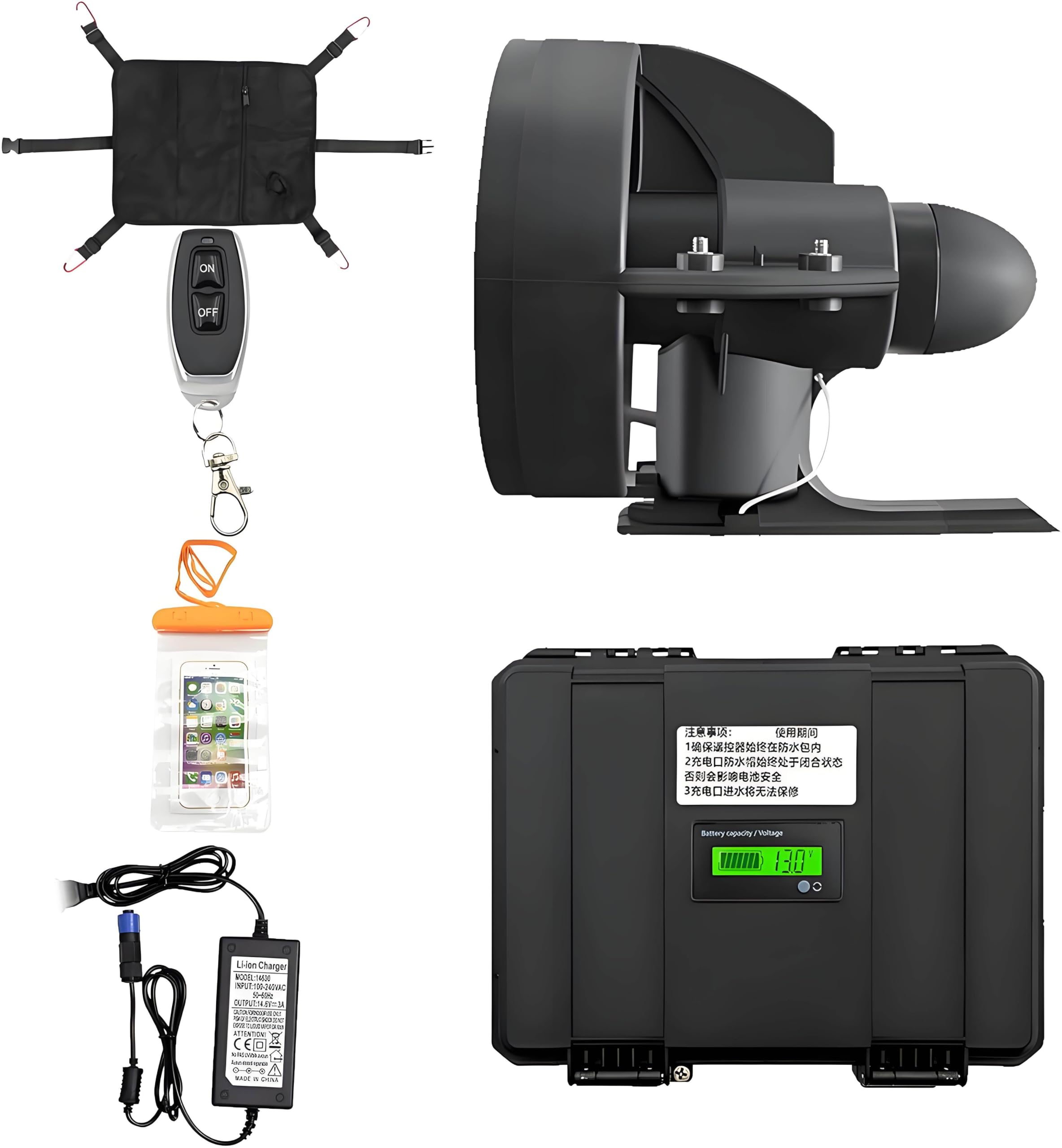 Electric Propeller, Underwater Thruster Motor, Battery Electric Fin, With Remote Control, Easy Installation, For Kayak Sup Paddle Board,D260