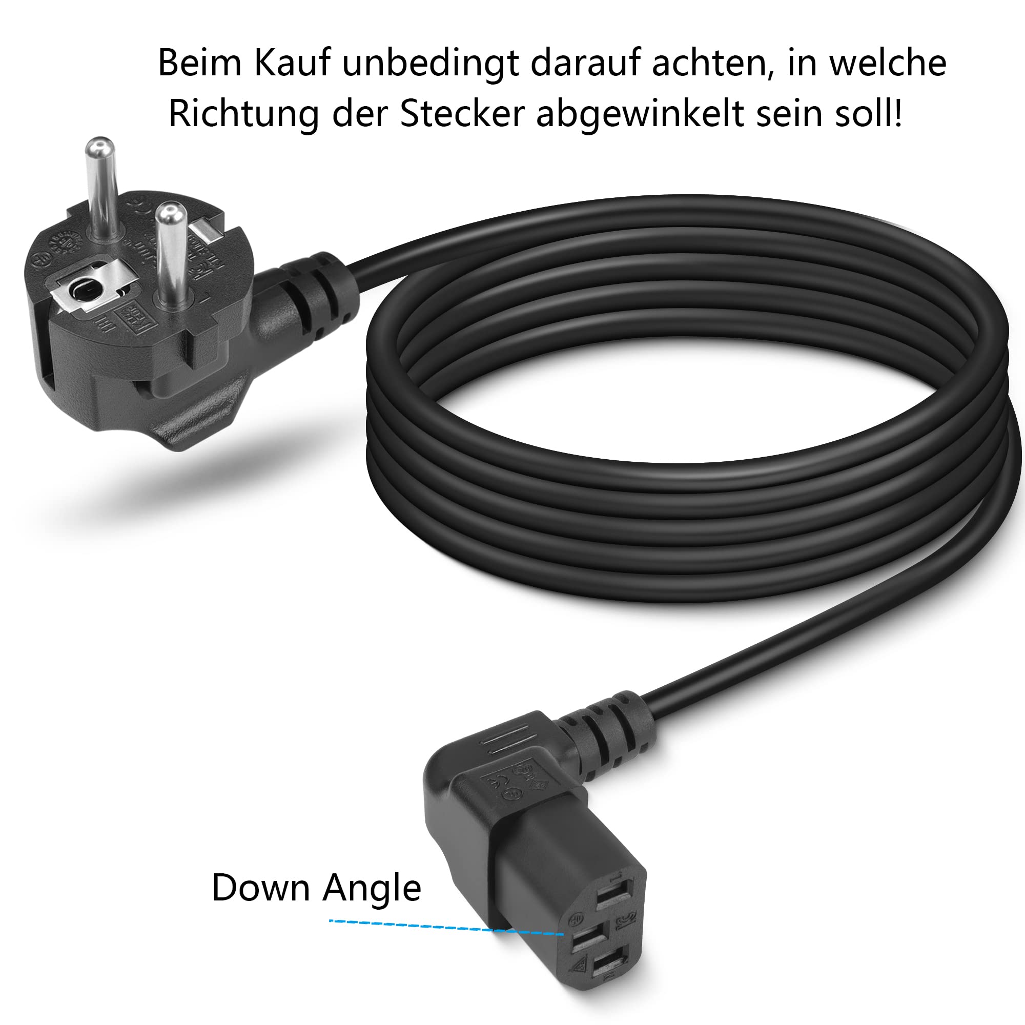 GELRHONR Kabel Zasilający 1,5 m 3-Pinowy, 90 Stopni CEE 7/7 Na IEC C13, Z Zestykiem Ochronnym Kątowym Do Gniazda Urządzenia Zimnego